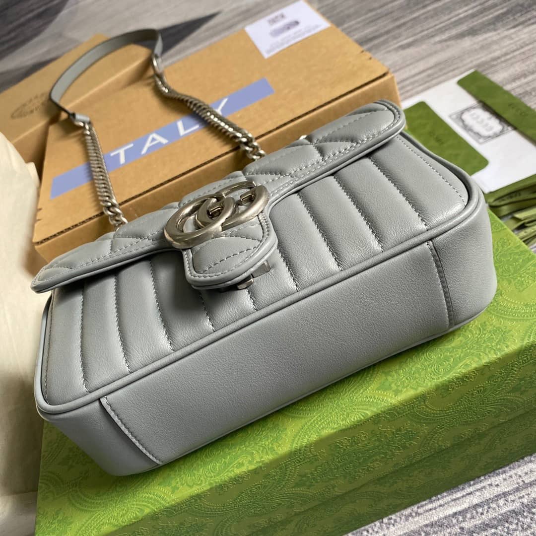 Gucci GG Marmont Mini Matelasse Shoulder Bag Replica Gray 446744 - DEEPREPS