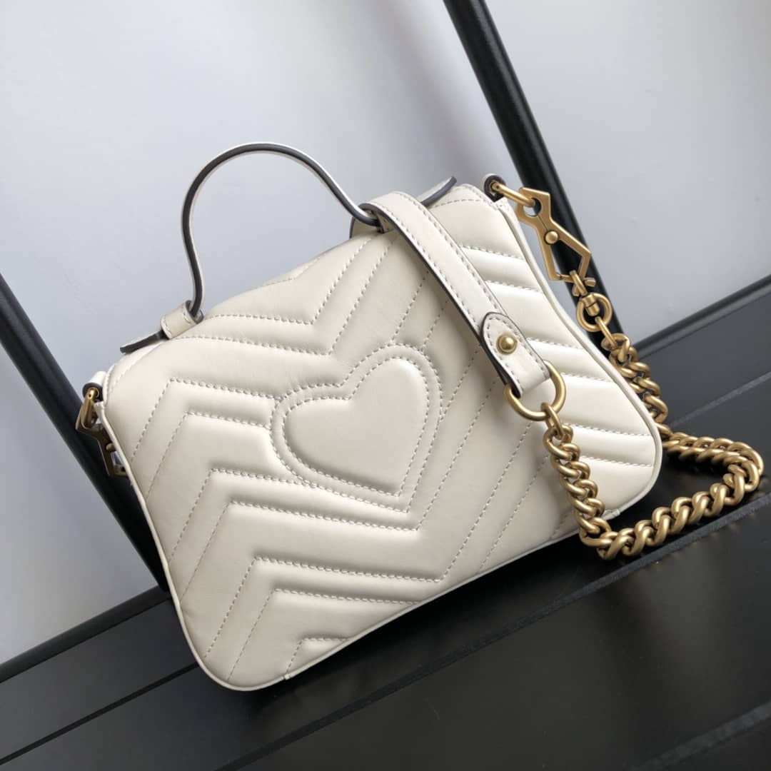 Gucci GG Marmont Mini Leather Top Handle Bag Replica White 547260 - DEEPREPS
