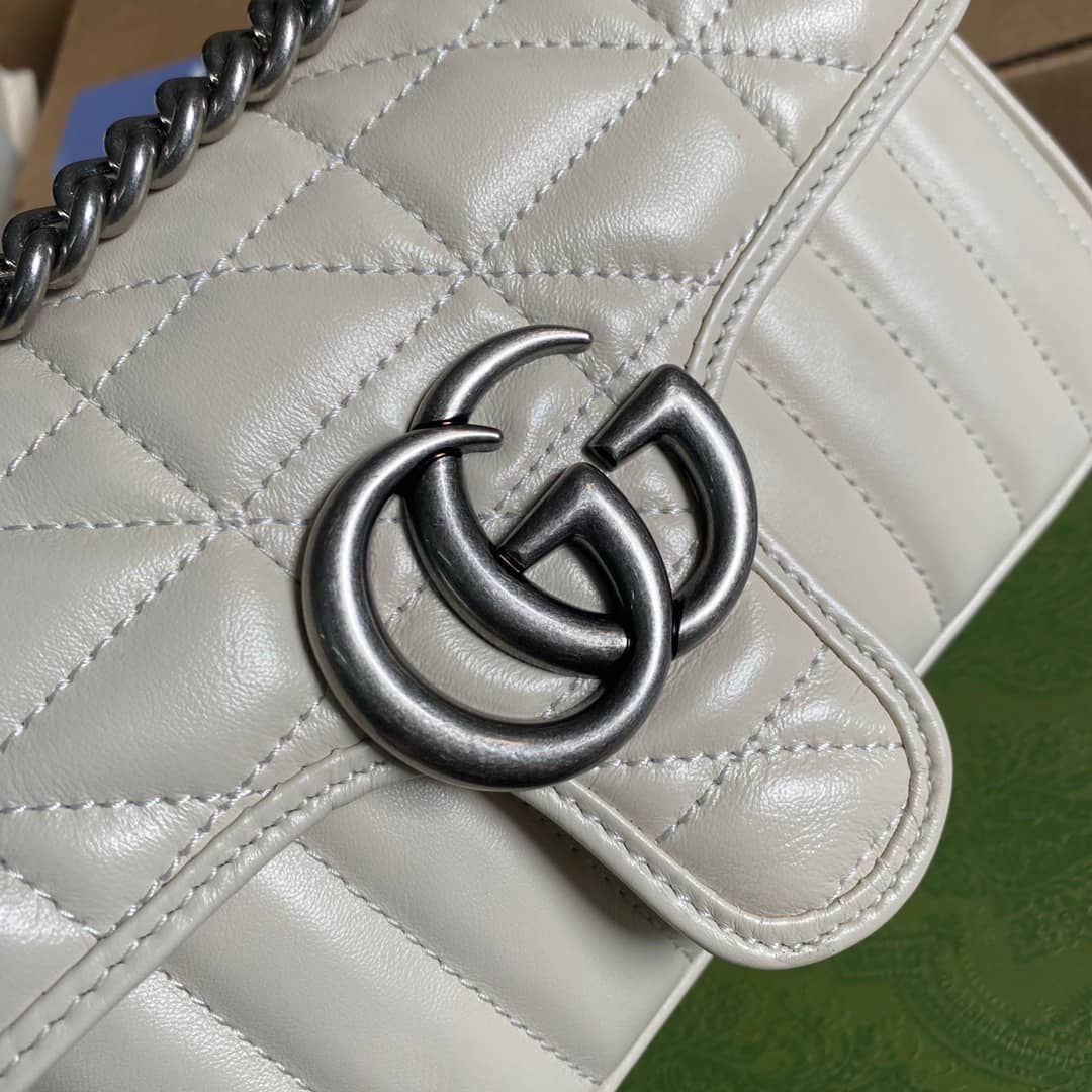 Gucci GG Marmont Mini Matelasse Shoulder Bag Replica White 446744 - DEEPREPS
