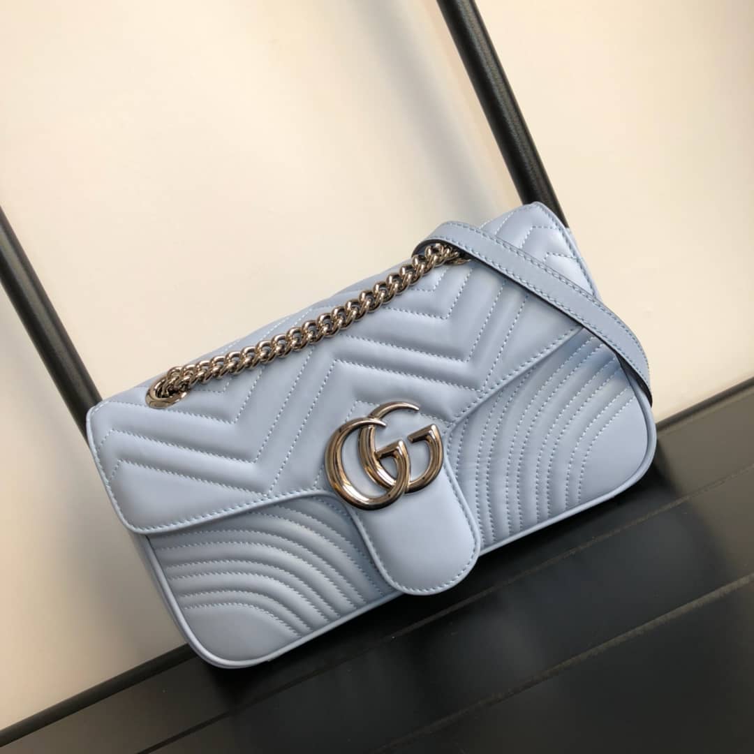Gucci GG Marmont Matelasse Shoulder Bag Replica Blue 443497 - DEEPREPS