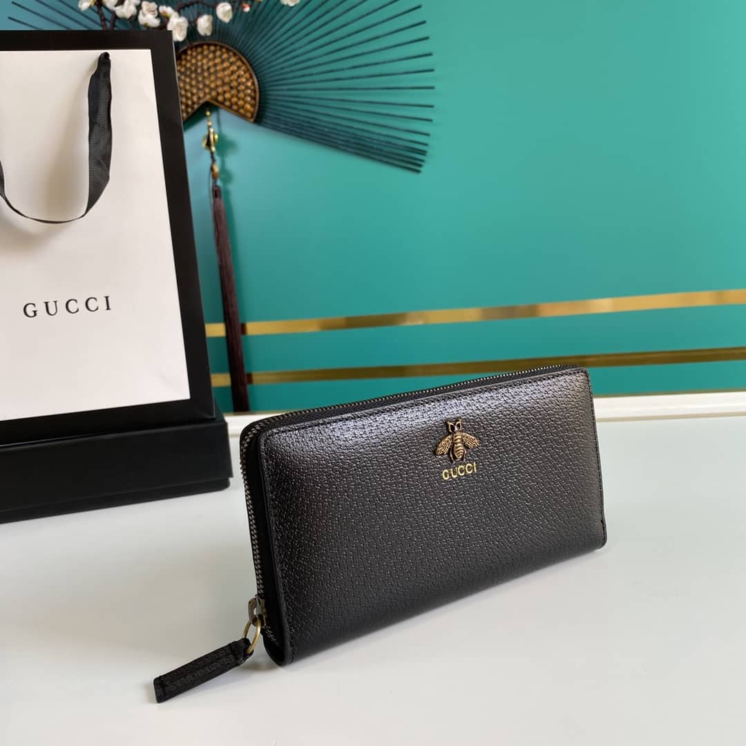 Gucci Animalier Leather Zip Around Wallet 523667 Replica - DEEPREPS