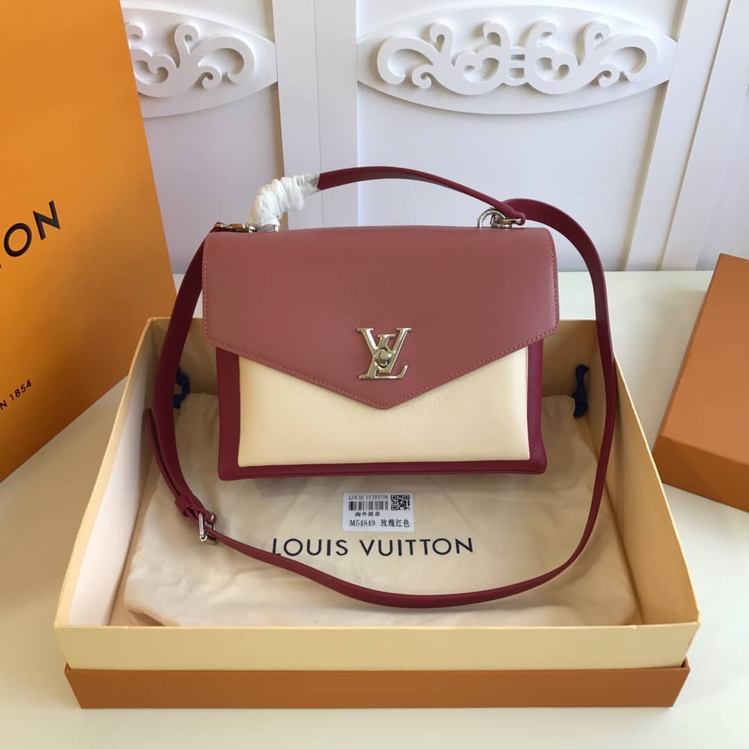 Louis Vuitton MyLockMe 2way Leather Grain Replica Satchel Red M54849 - DEEPREPS