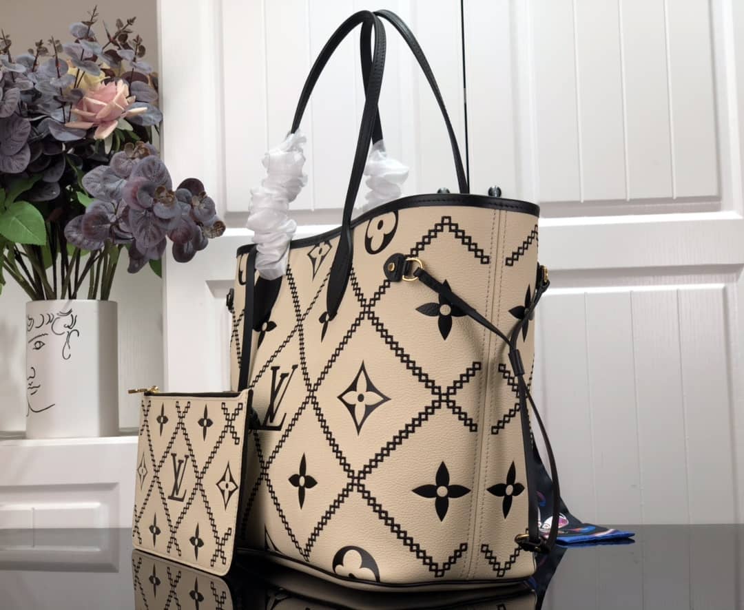 Louis Vuitton Monogram Empreinte Neverfull Cream M46039 Replica Tote - DEEPREPS