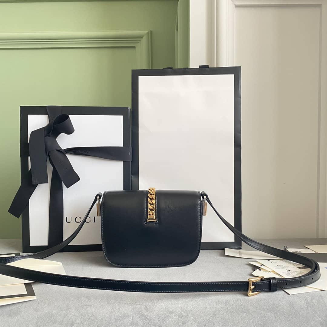 Gucci Ladies Mini Sylvie Shoulder Bag Replica Black 615965 - DEEPREPS