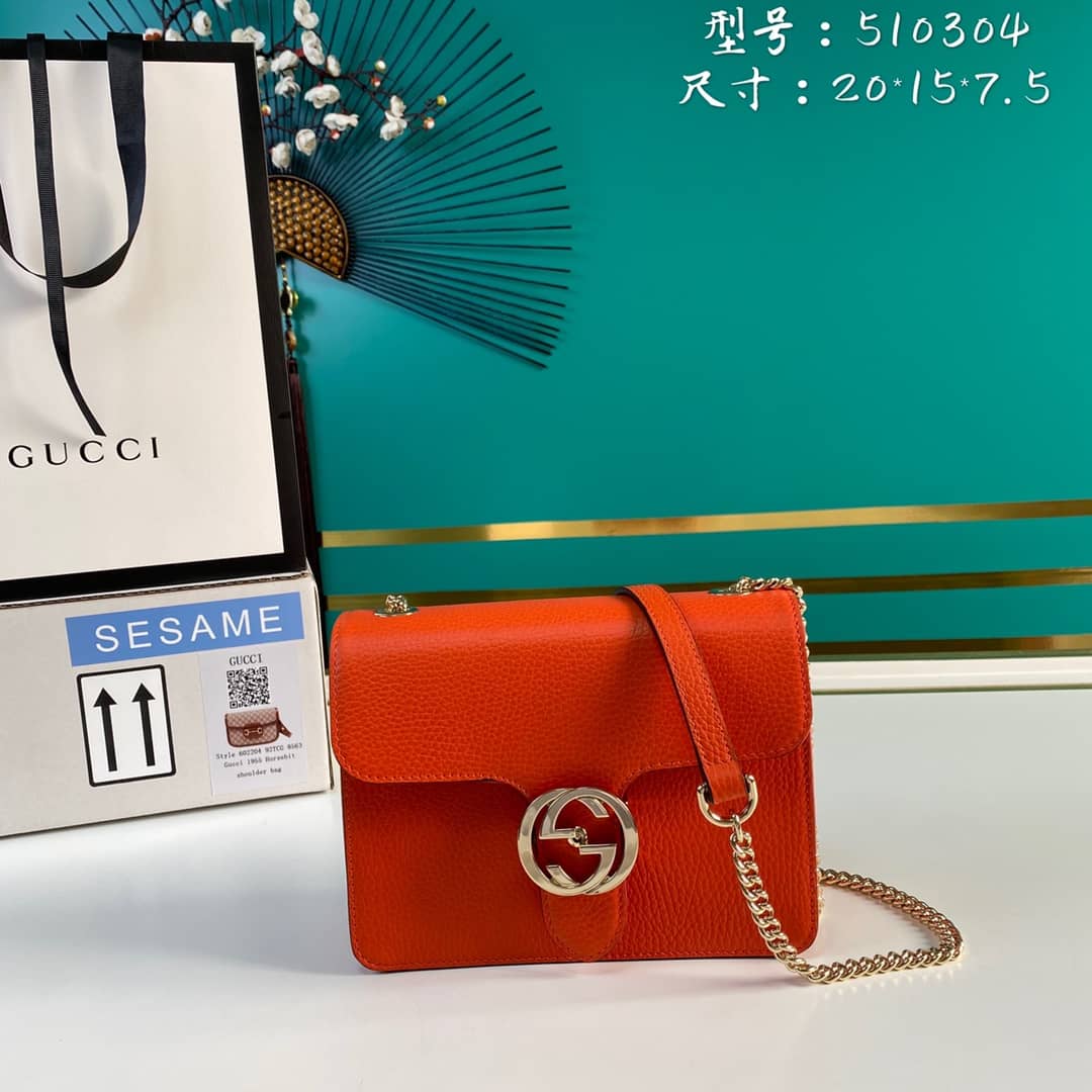 Gucci Interlocking Leather Chain Crossbody Bag Replica 510304 - DEEPREPS