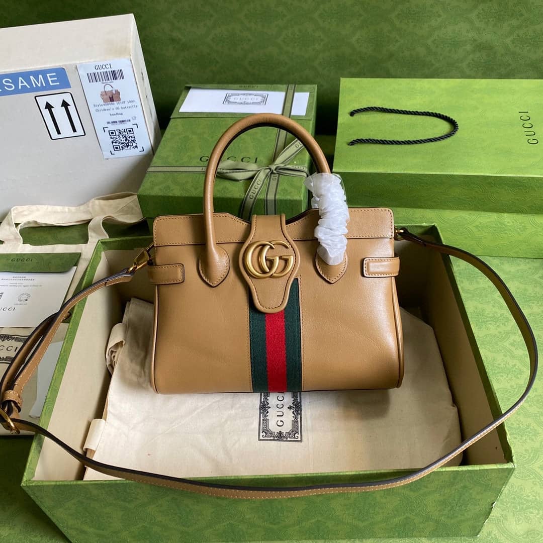 Gucci Small Top With Double G Leather Handle Replica Bag 658450 - DEEPREPS