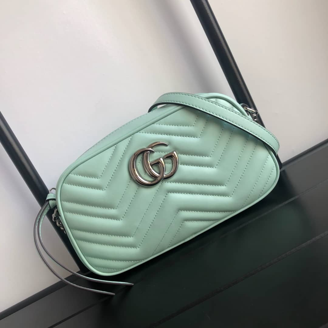 Gucci Handbag Dupes GG Marmont Small Shoulder Handbag Camera Bag Replica Green 447632 - DEEPREPS