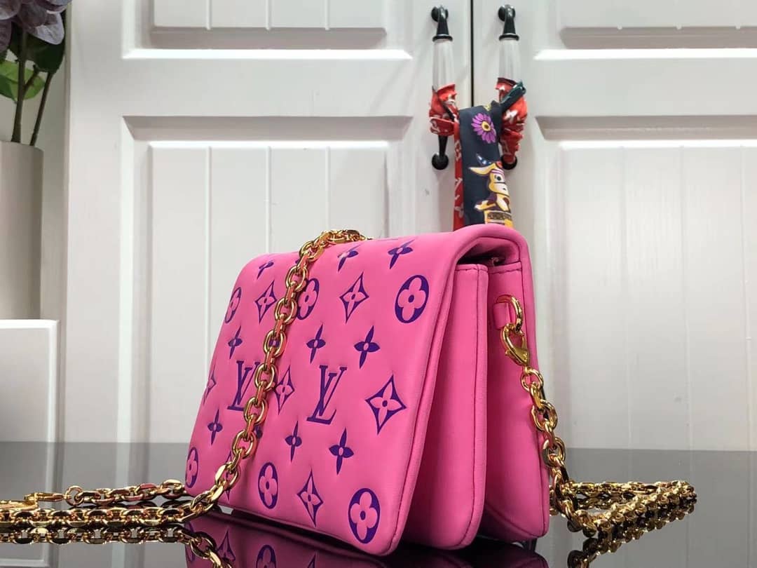 Louis Vuitton Pochette Coussin Monogram Embossed Lambskin Chain Replica Bag Pink - DEEPREPS