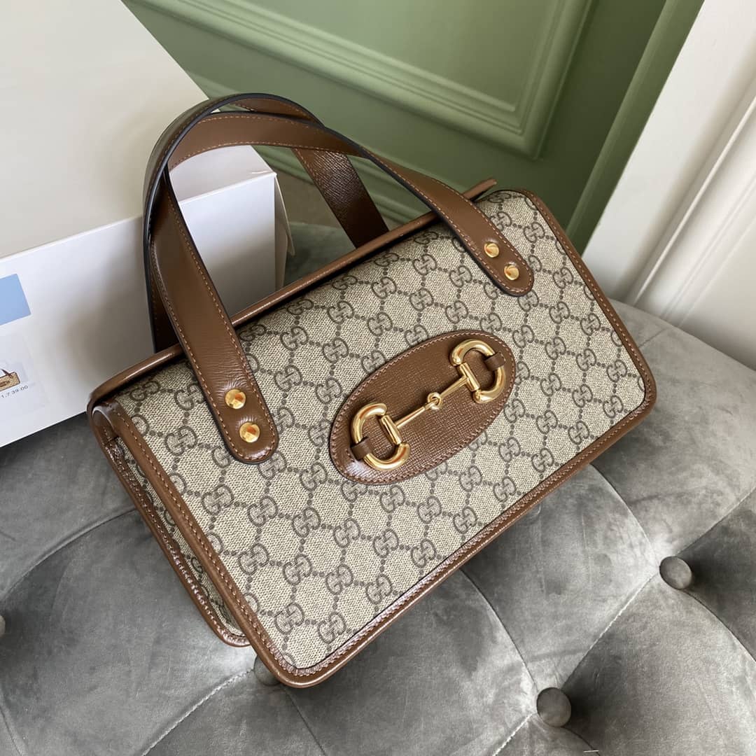 Gucci Horsebit 1955 Small Top Handle Replica Bag Brown 627323 - DEEPREPS