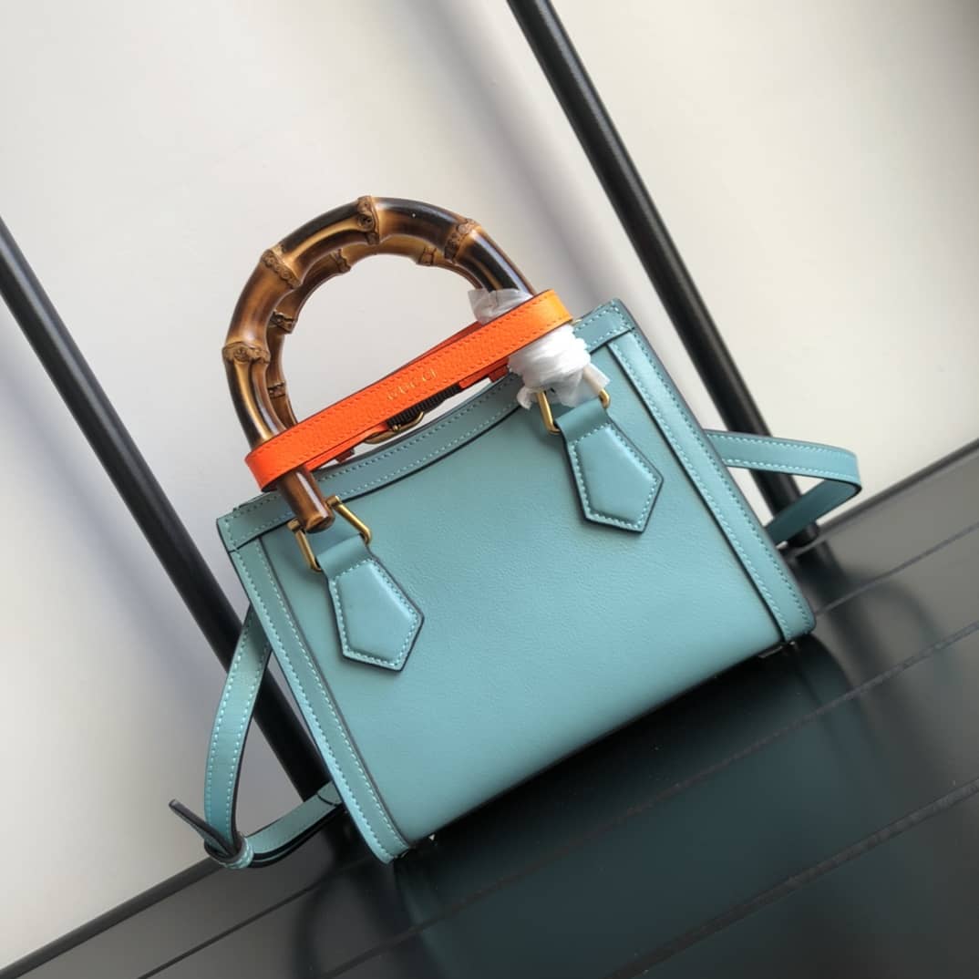 Gucci Diana Mini Bamboo Tote Bag Replica Blue 655661 - DEEPREPS