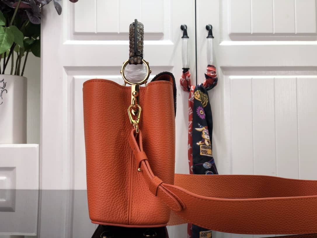 Louis Vuitton Capucines Embroidery Replica Bag Orange M48865 - DEEPREPS