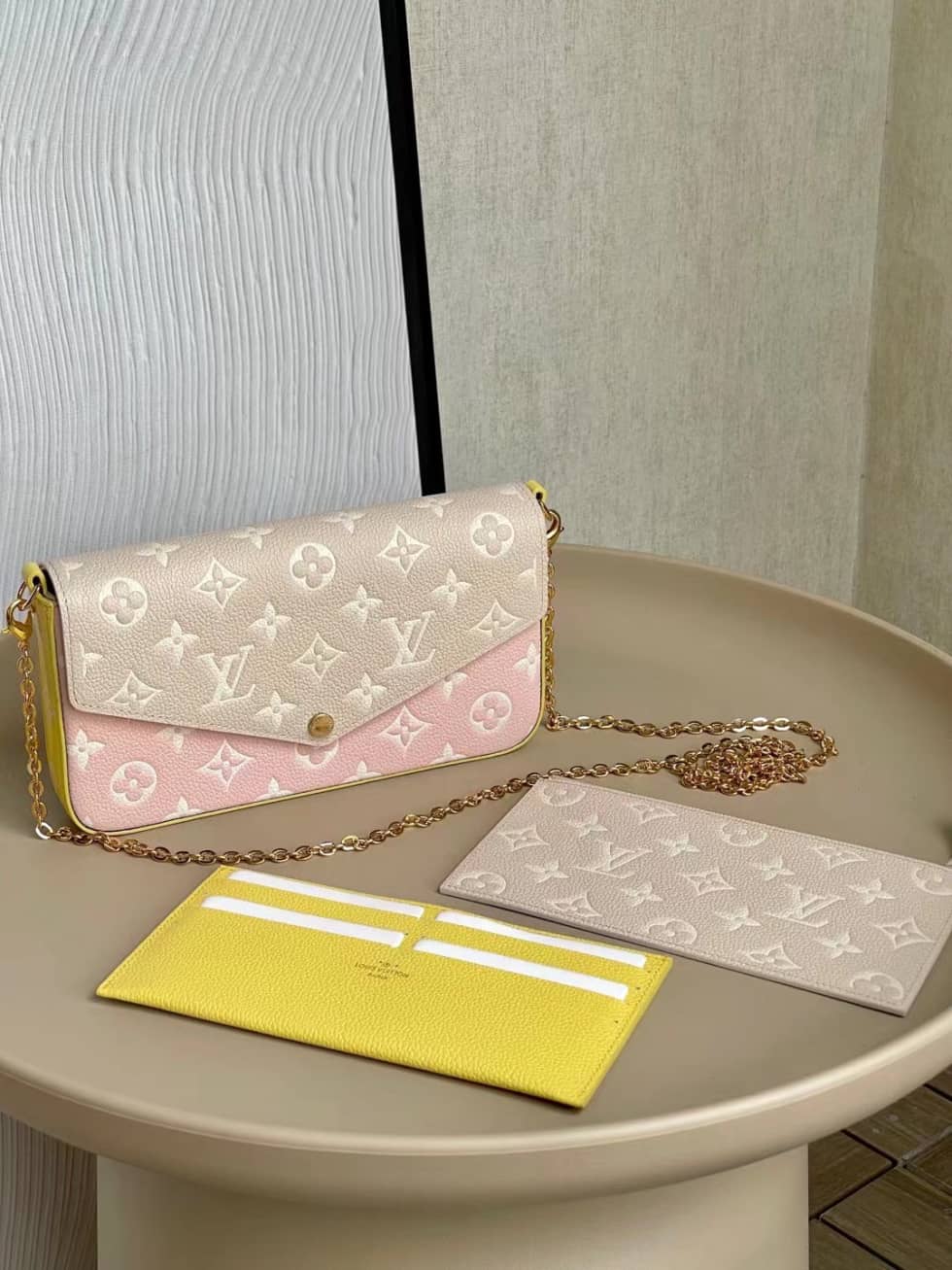 Louis Vuitton Pochette Felicie Monogram Empreinte Pink Beige M81359 Replica - DEEPREPS