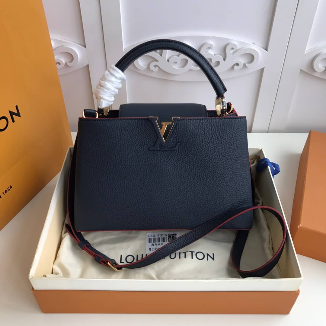 Louis Vuitton Capucines MM 2way Taurillon Leather Shoulder Bag Replica Blue M43934 - DEEPREPS