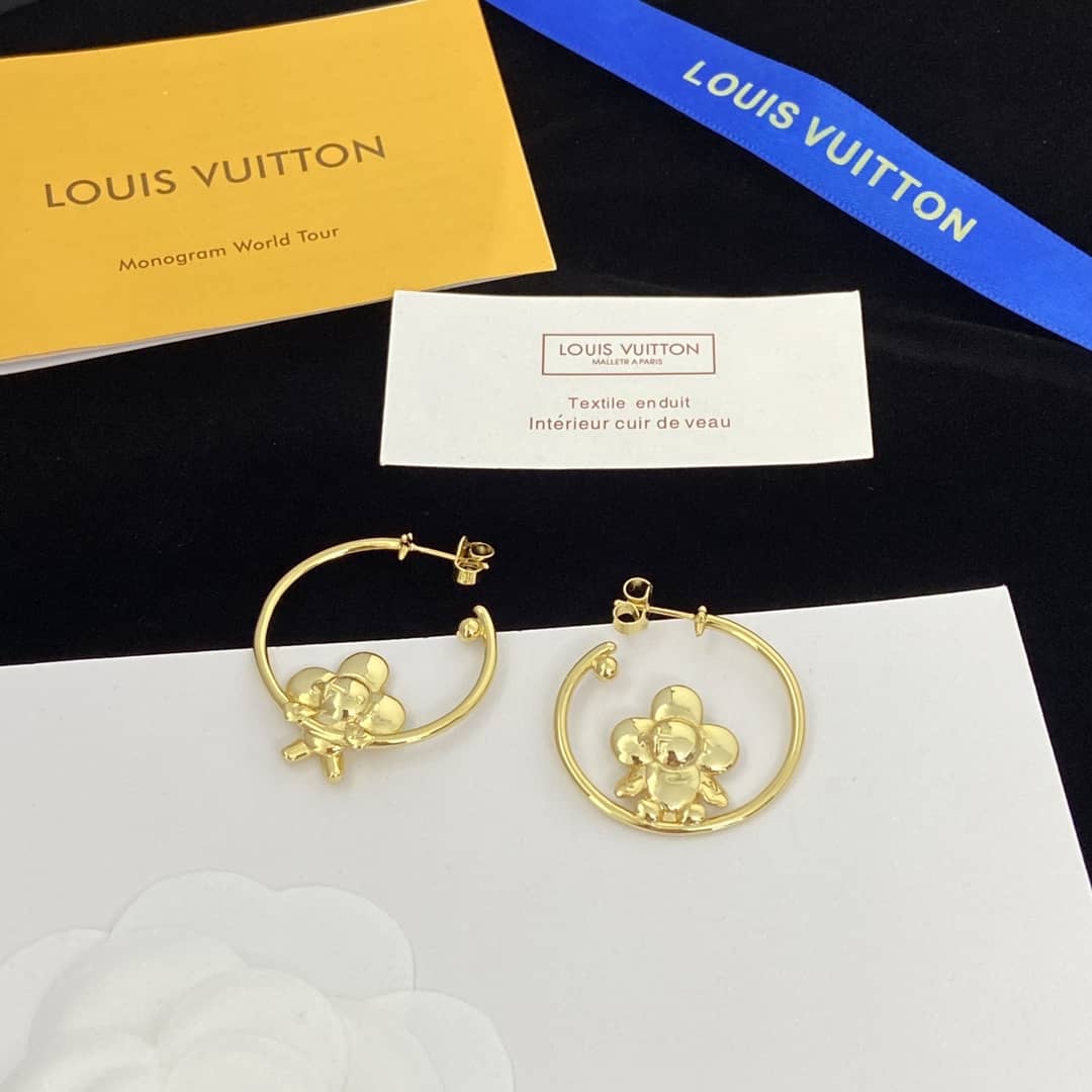 LV Hoop Earrings Dupe Logo - DEEPREPS