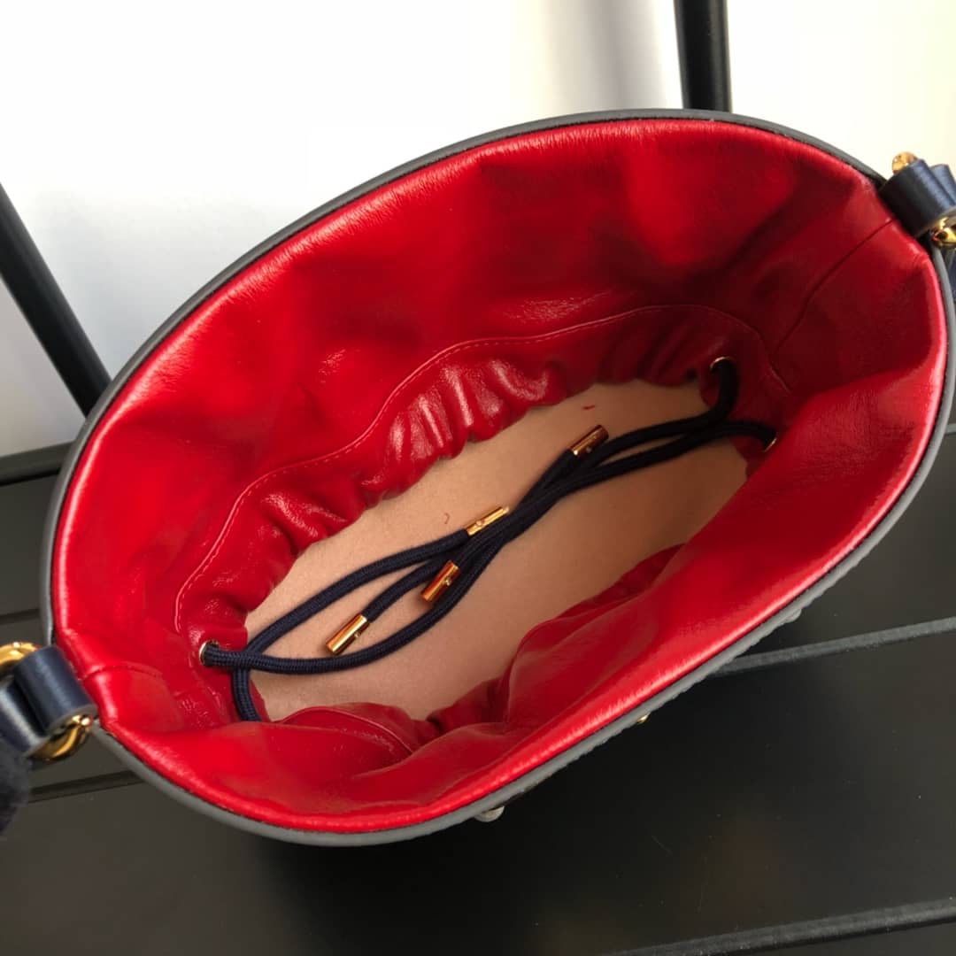 Gucci 1955 Horsebit Bucket Bag Replica Red Blue 602118 - DEEPREPS