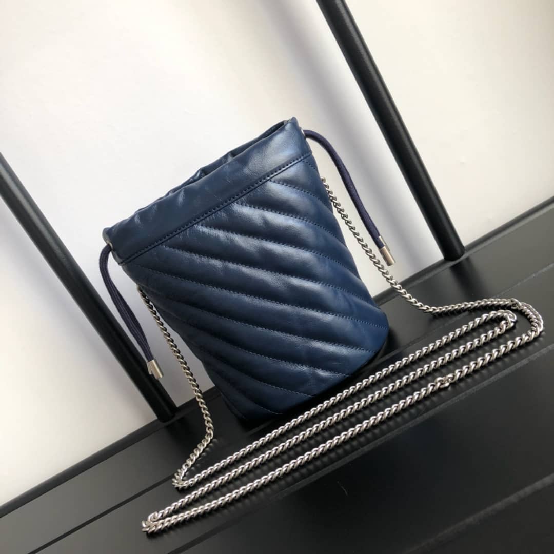 Gucci GG Marmont Mini Bucket Crossbody Bag Replica Blue 575163 - DEEPREPS