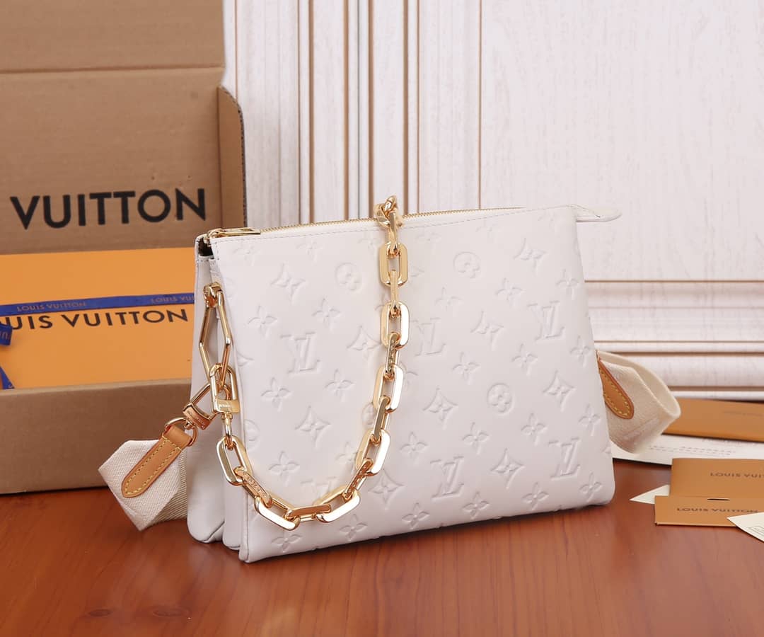 Louis Vuitton Coussin PM Monogram Embossed Replica Crossbody Bag White M57790 - DEEPREPS