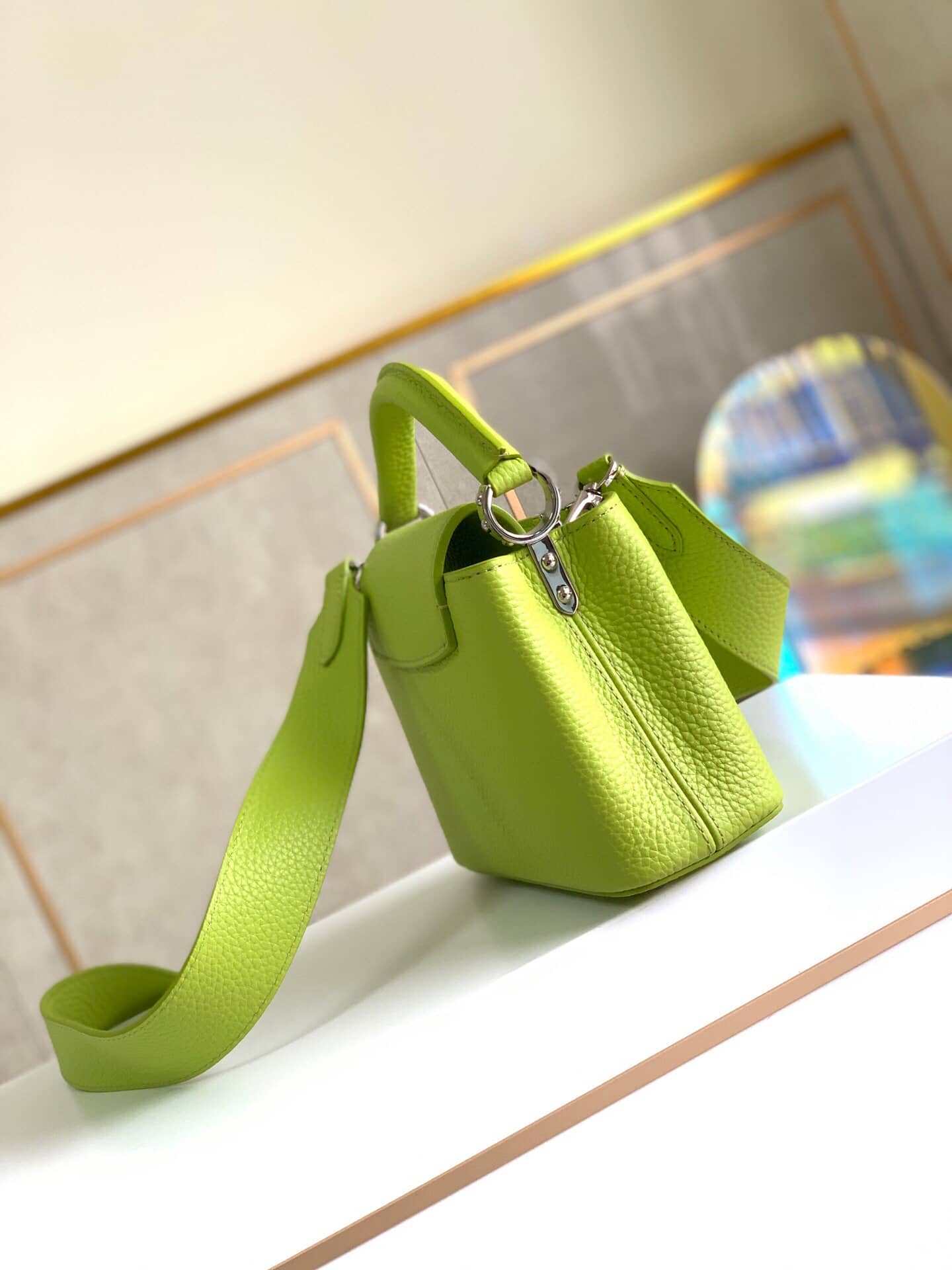Louis Vuitton Taurillon Leather Capucines Mini Replica Bag Green M55985 - DEEPREPS