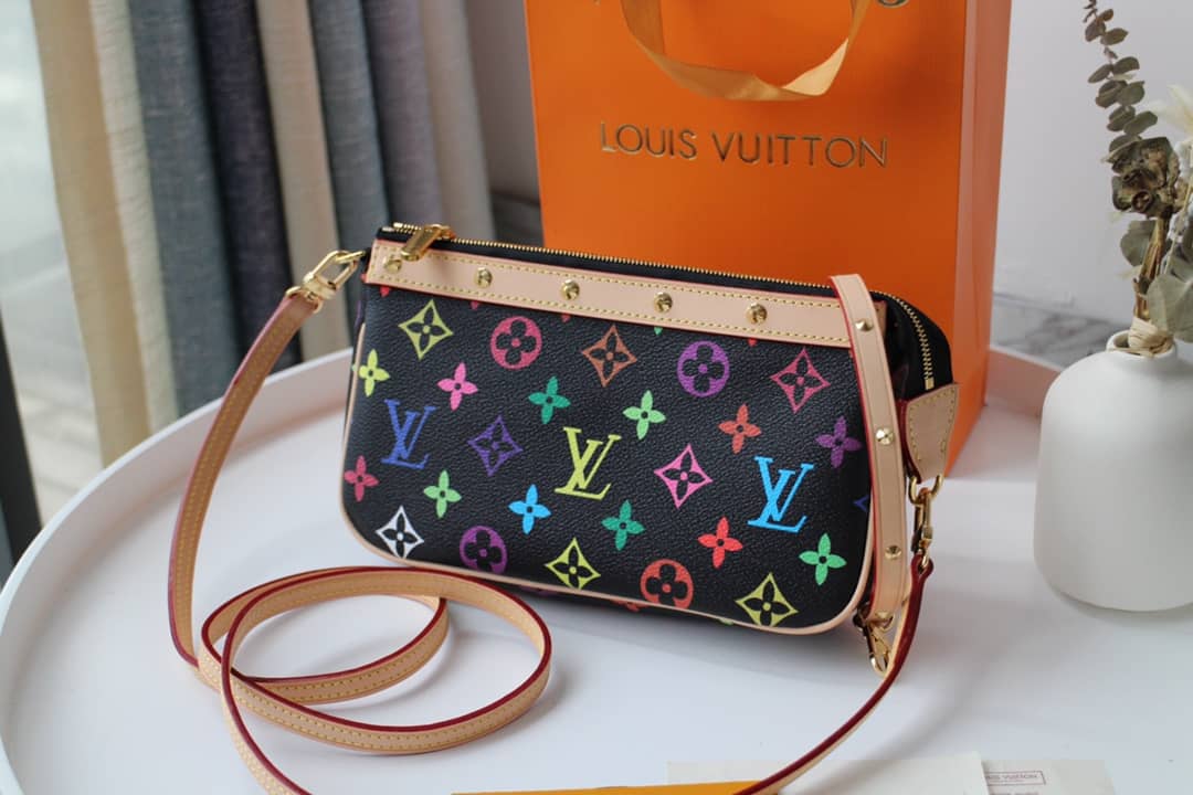 Louis Vuitton Pochette Dupe Monogram Multi  Accessoires Replica Pouch Black M92649 - DEEPREPS