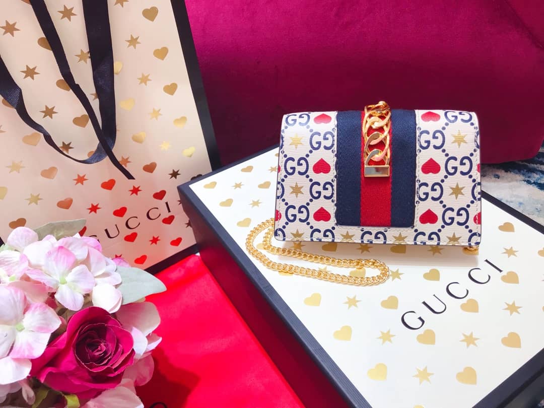 Gucci Sylvie Chain Printed Leather Super Mini Shoulder Bag Replica White 494646 - DEEPREPS