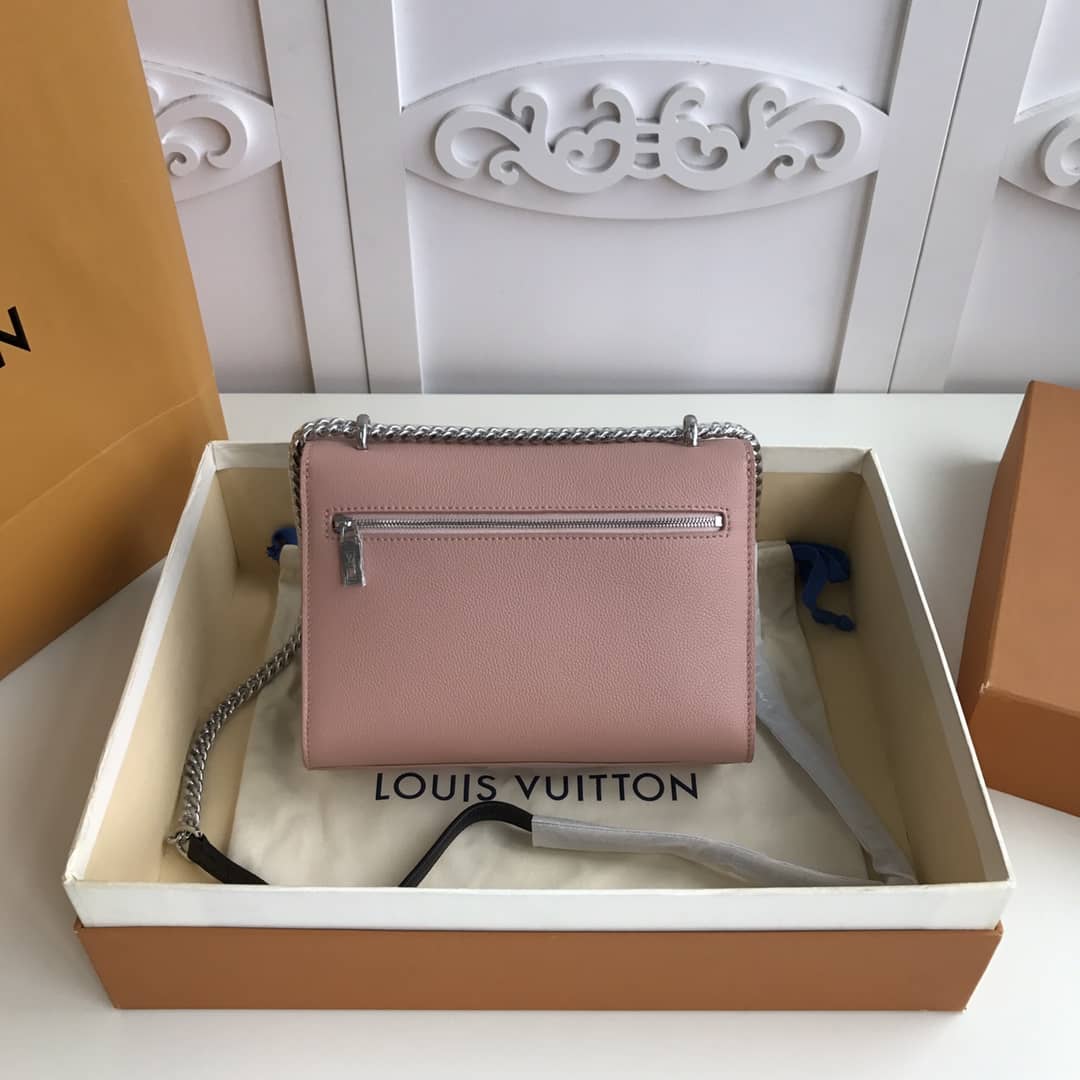 Louis Vuitton MyLockMe BB Calf Chain Replica Shoulder Bag Pink White M51418 - DEEPREPS