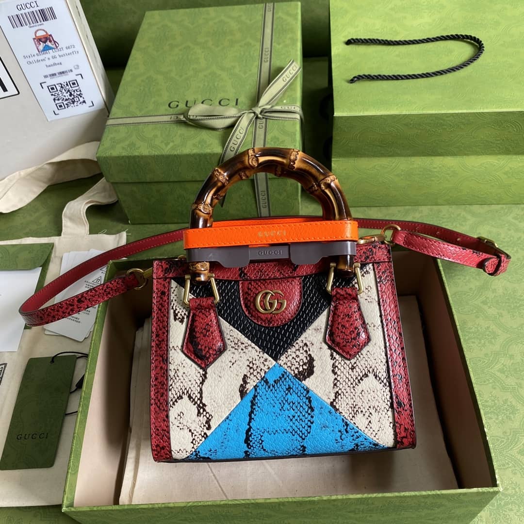 Gucci Diana Mini Bamboo Tote Bag Replica Red 655661 - DEEPREPS