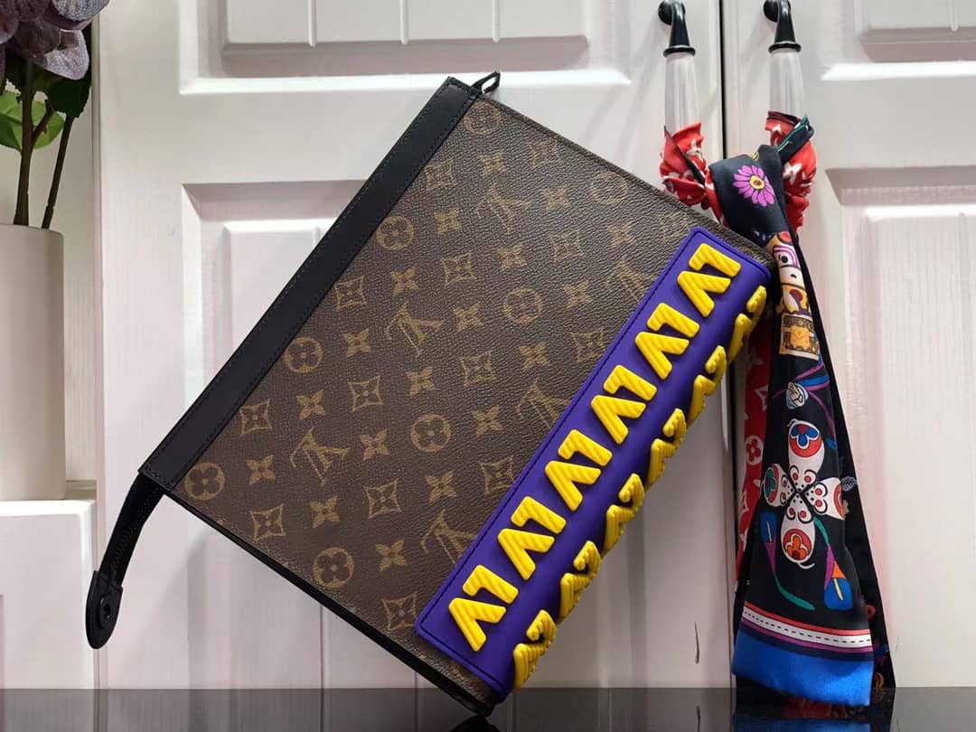 Louis Vuitton Monogram Eclipse Canvas Replica Pochette Voyage MM Brown M61692 - DEEPREPS