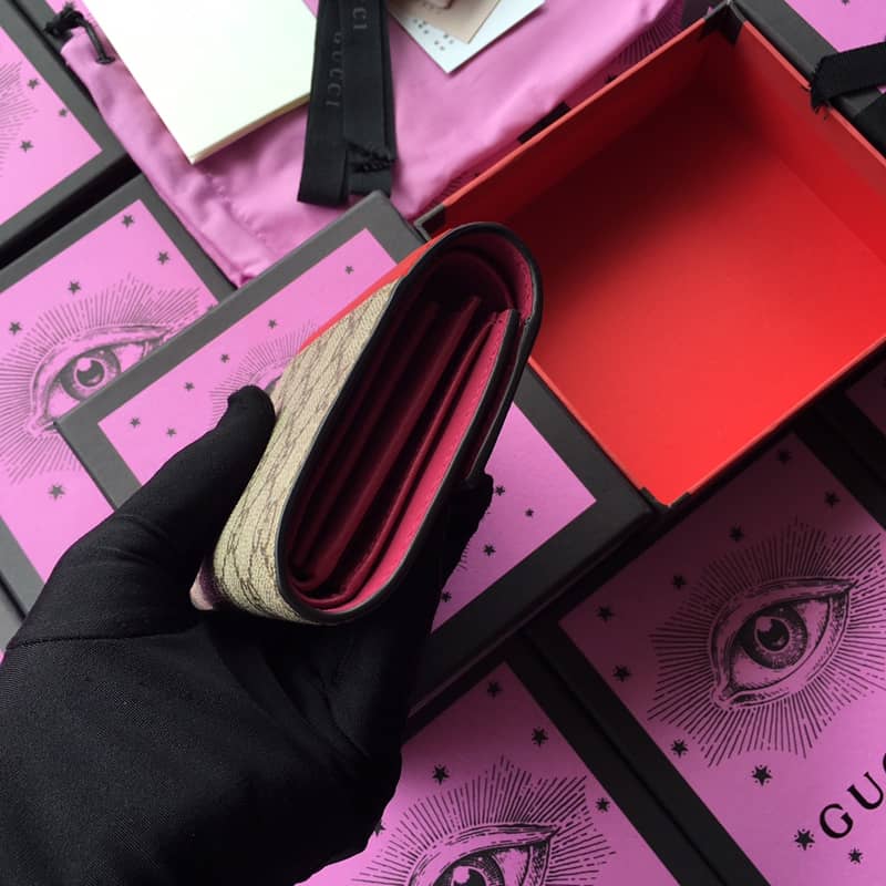 Gucci Padlock Bee Star Print Calfskin Wallet Replica 453155 - DEEPREPS