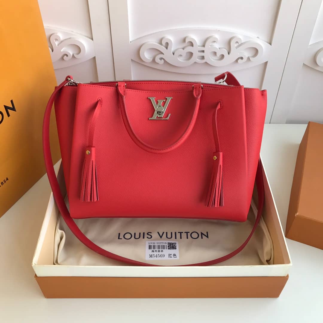 Louis Vuitton Lockmeto Tote Leather Hand Bag Red M54569 Replica - DEEPREPS