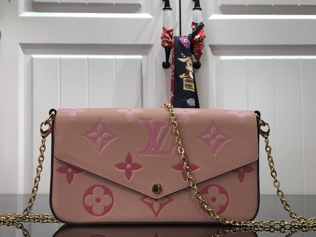 Louis Vuitton Monogram Pochette Felicie Replica Bag Pink M80498 - DEEPREPS