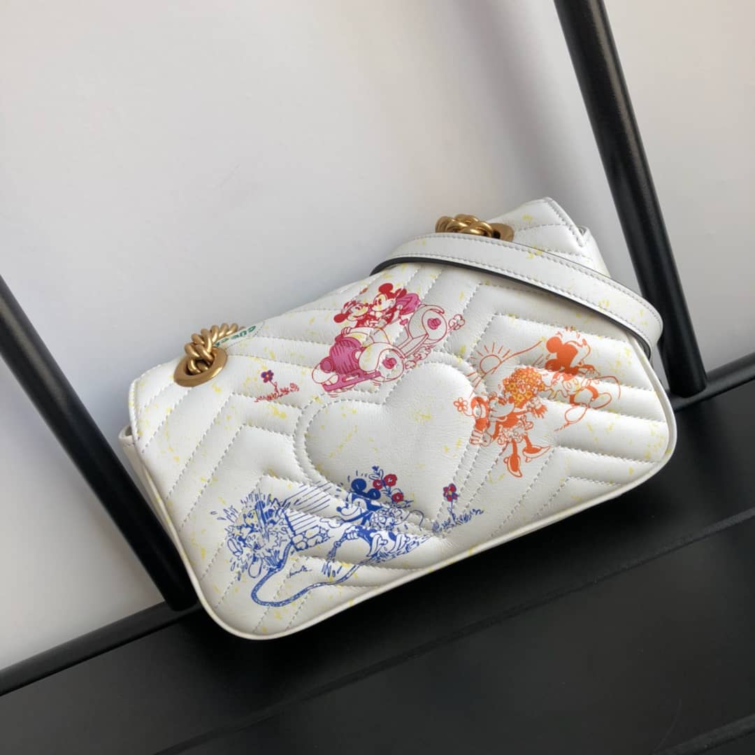 Gucci GG Marmont Mini Matelasse Shoulder Bag Replica White 446744 - DEEPREPS
