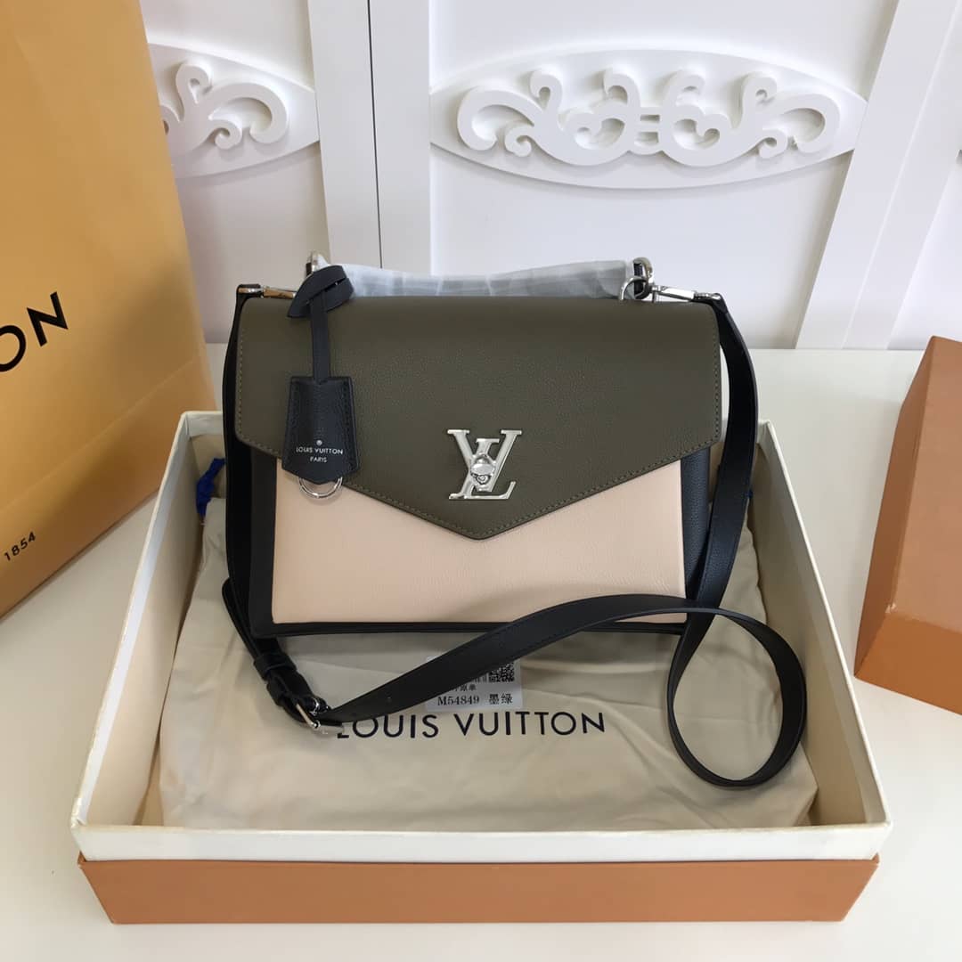 Louis Vuitton MyLockMe 2way Leather Grain Satchel Replica Green M54849 - DEEPREPS