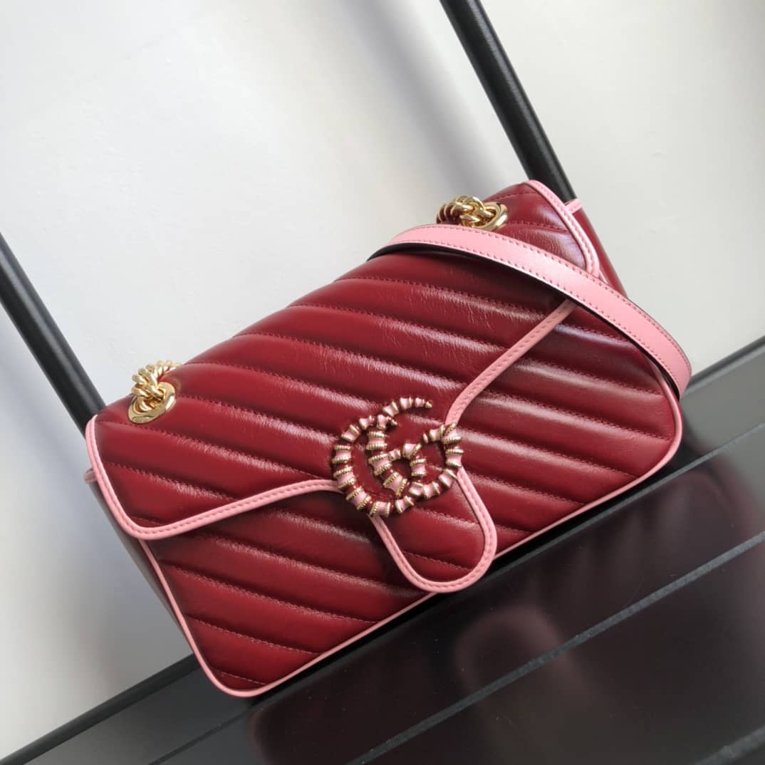 Gucci GG Marmont Matelasse Shoulder Bag Replica Red 443497 - DEEPREPS