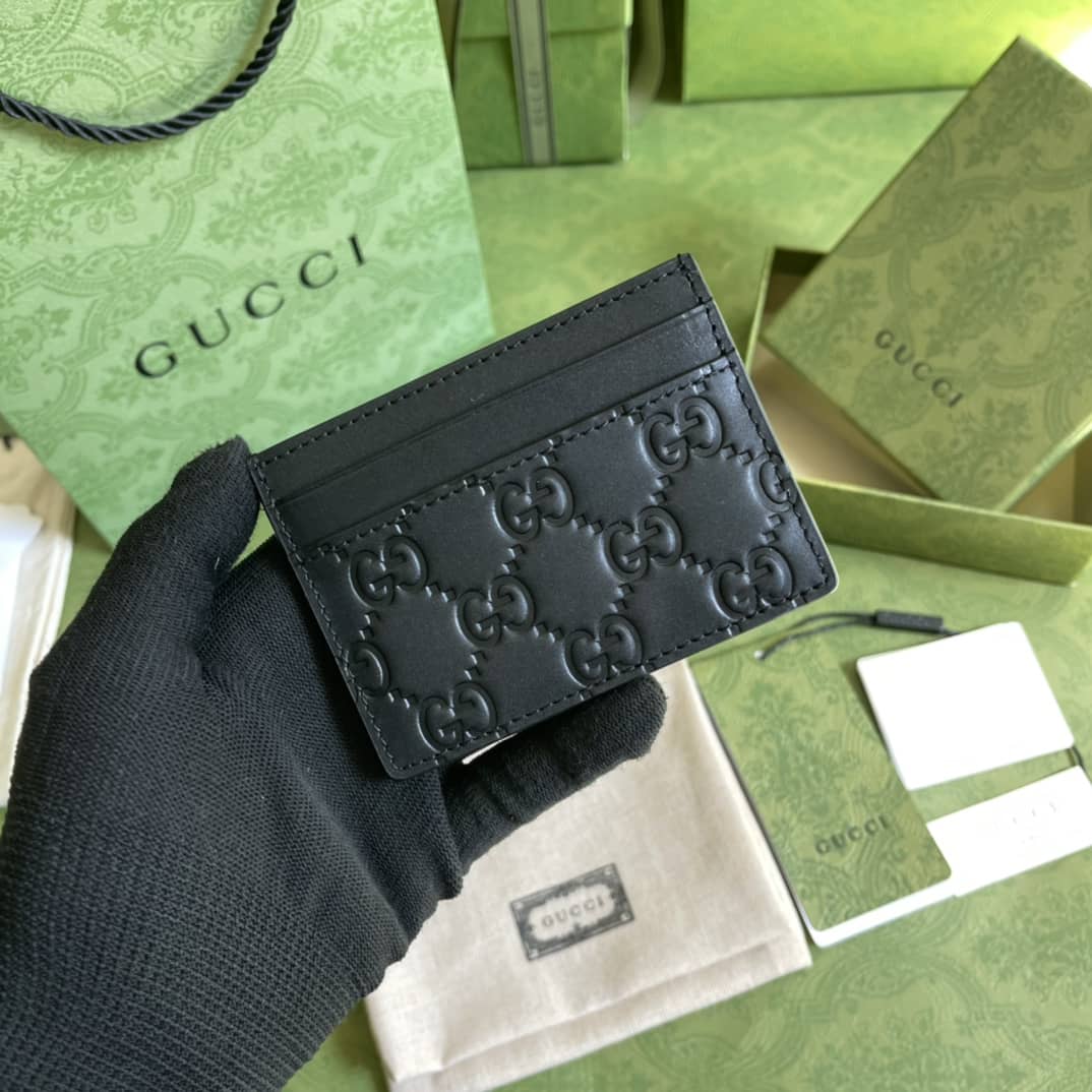 Gucci Guccissima Card Holder Black Replica 233166 - DEEPREPS