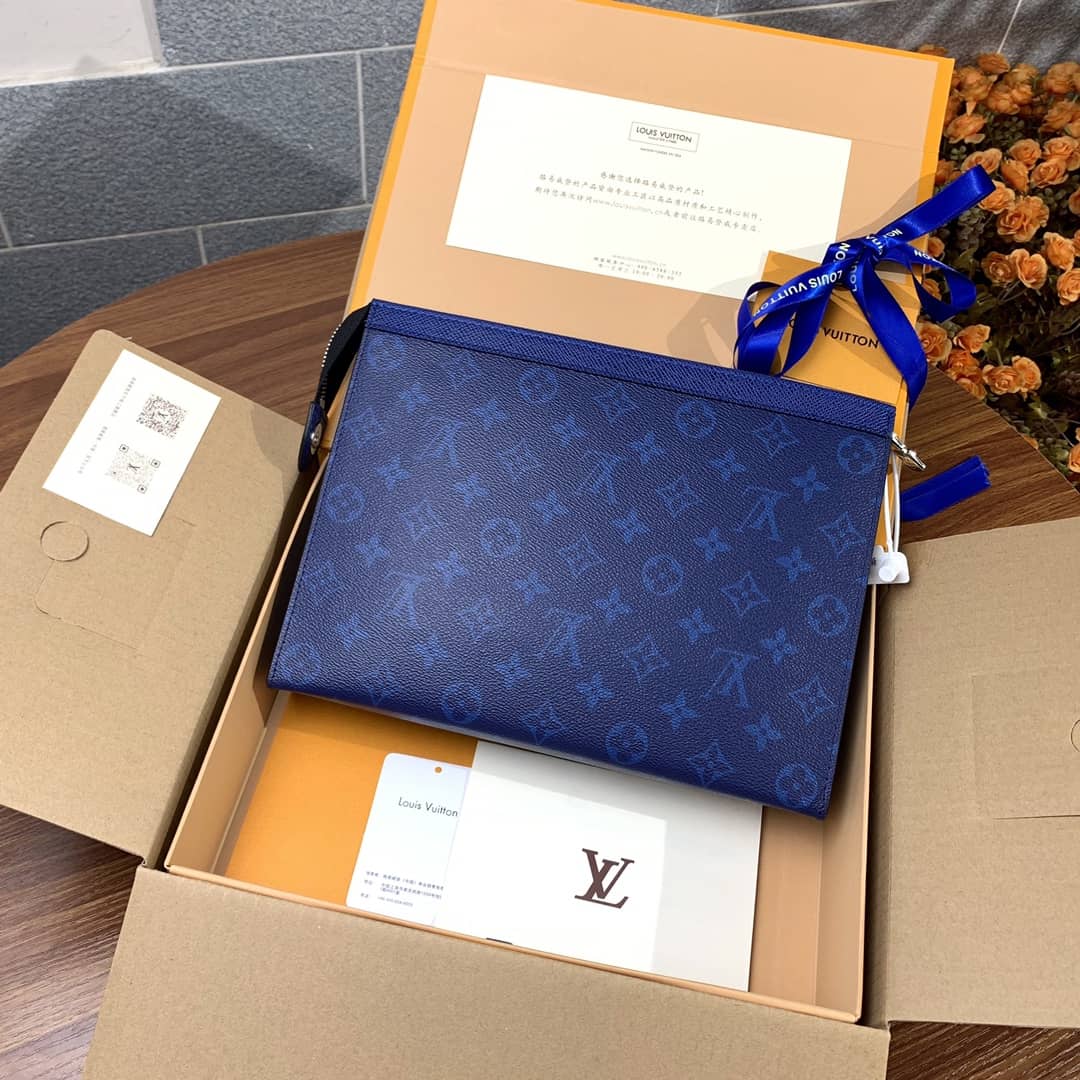 Louis Vuitton Monogram Canvas Poche Toilette Replica Clutch Blue M30420 - DEEPREPS