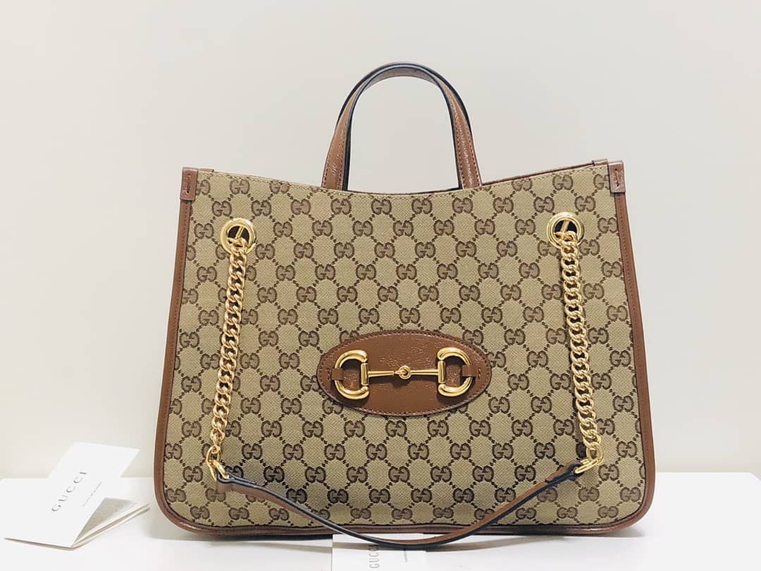 Gucci Horsebit 1955 Leather Tote Replica Brown 621144 - DEEPREPS
