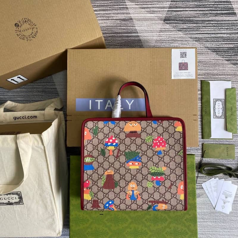 Gucci GG Supreme Kids Girl Tote Replica Red 605614 - DEEPREPS