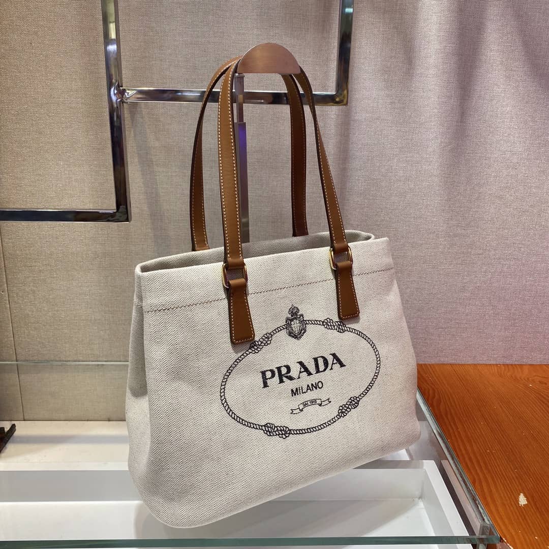 Prada Raffia Tote Dupe Small Linen Blend Calf Leather Replica Tote - DEEPREPS