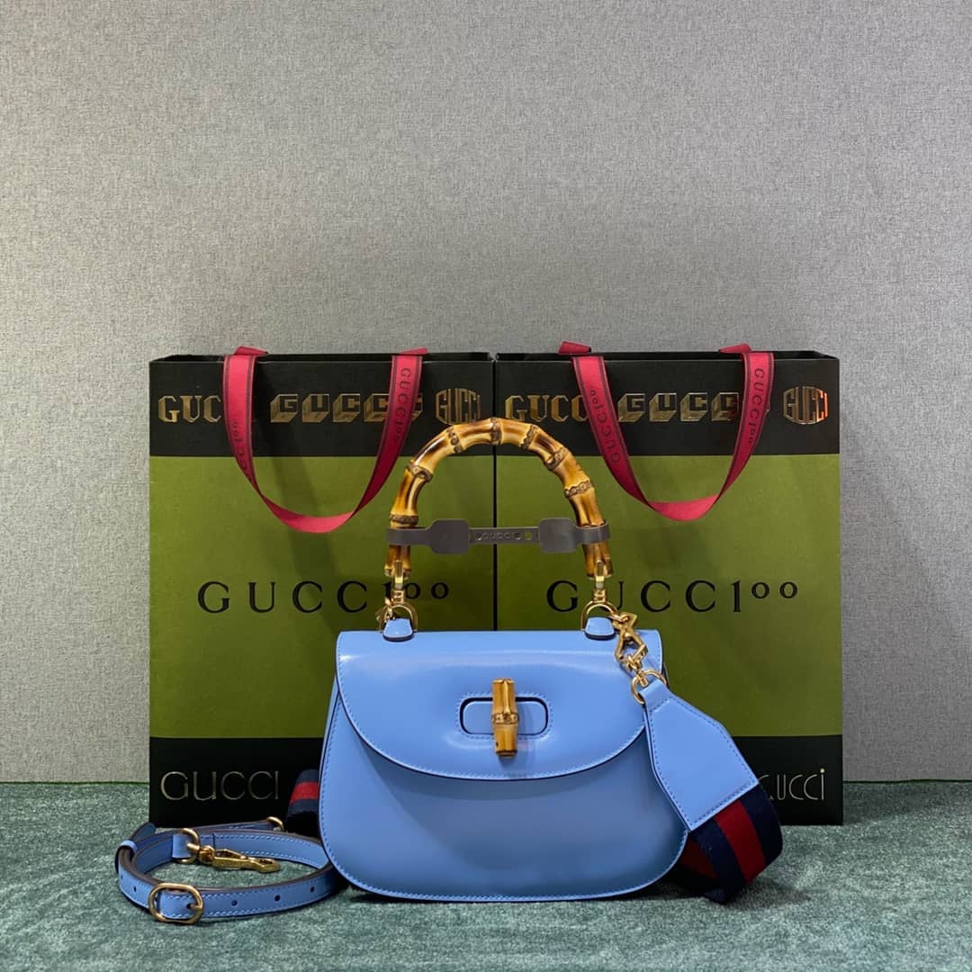 Gucci Bamboo 1947 Small Top Handle Bag 675797 Blue 675797 Replica - DEEPREPS