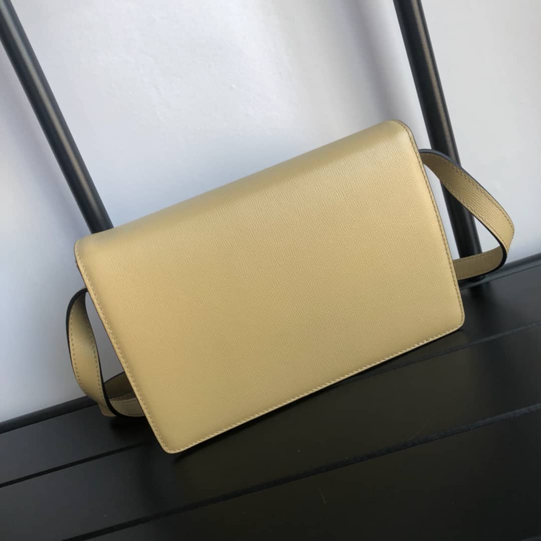 Gucci GG Ring Torchon Leather Shoulder Bag Replica  Yellow 589474 - DEEPREPS