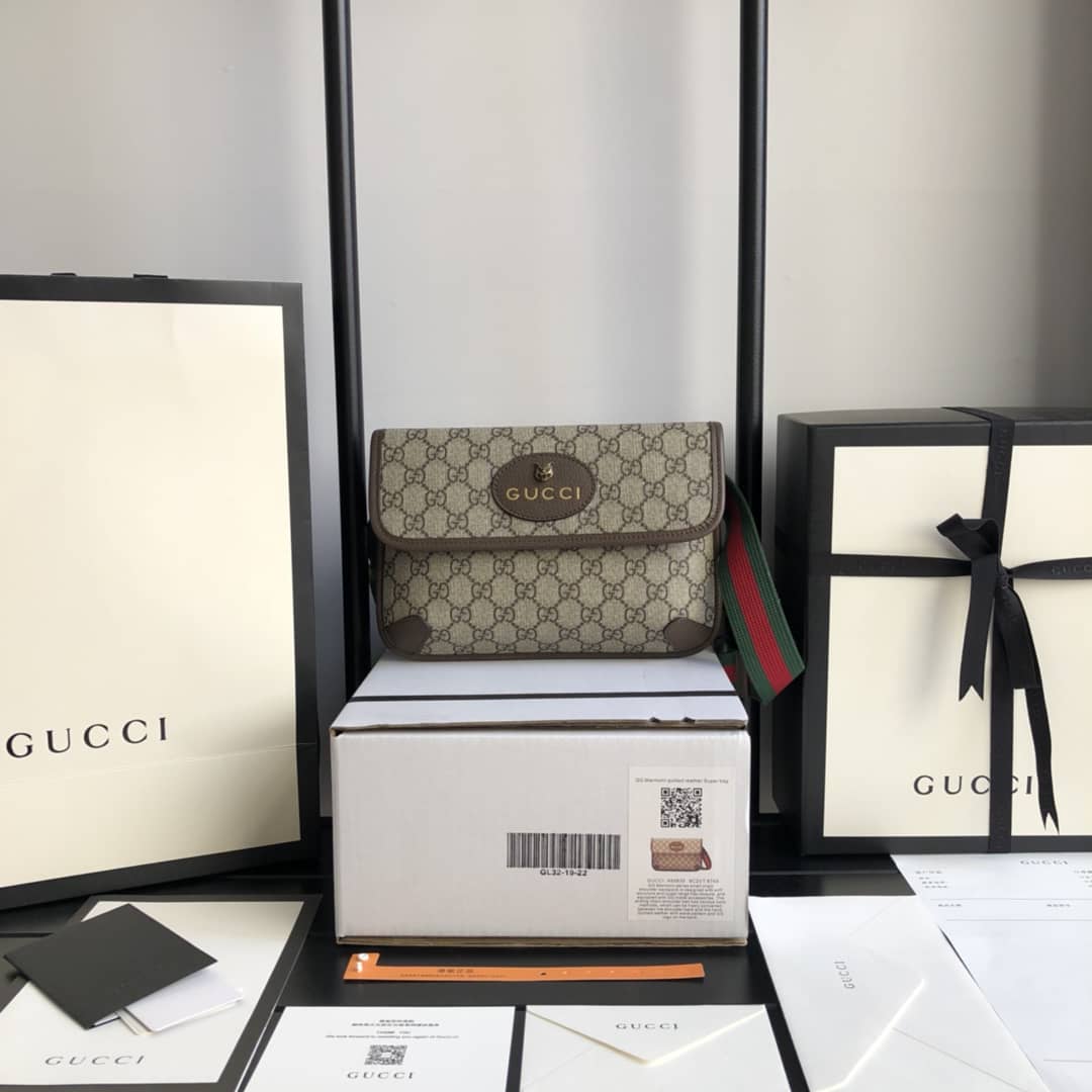 Gucci Neo Vintage GG Supreme Belt Bag Replica Brown 493930 - DEEPREPS
