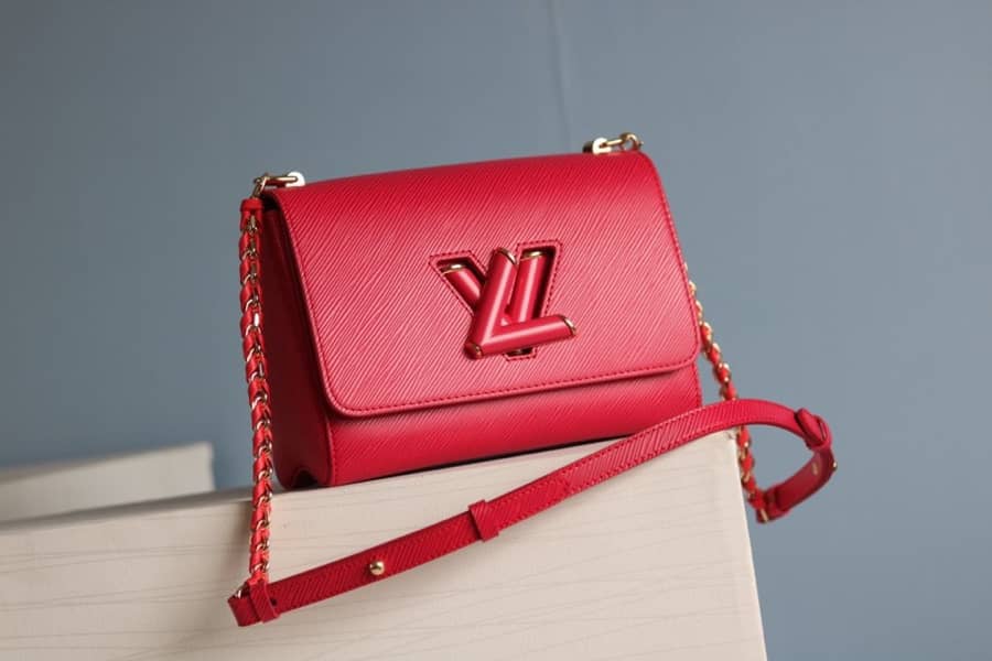 Louis Vuitton Twist MM Chain Leather Replica Bag Red M50282 - DEEPREPS