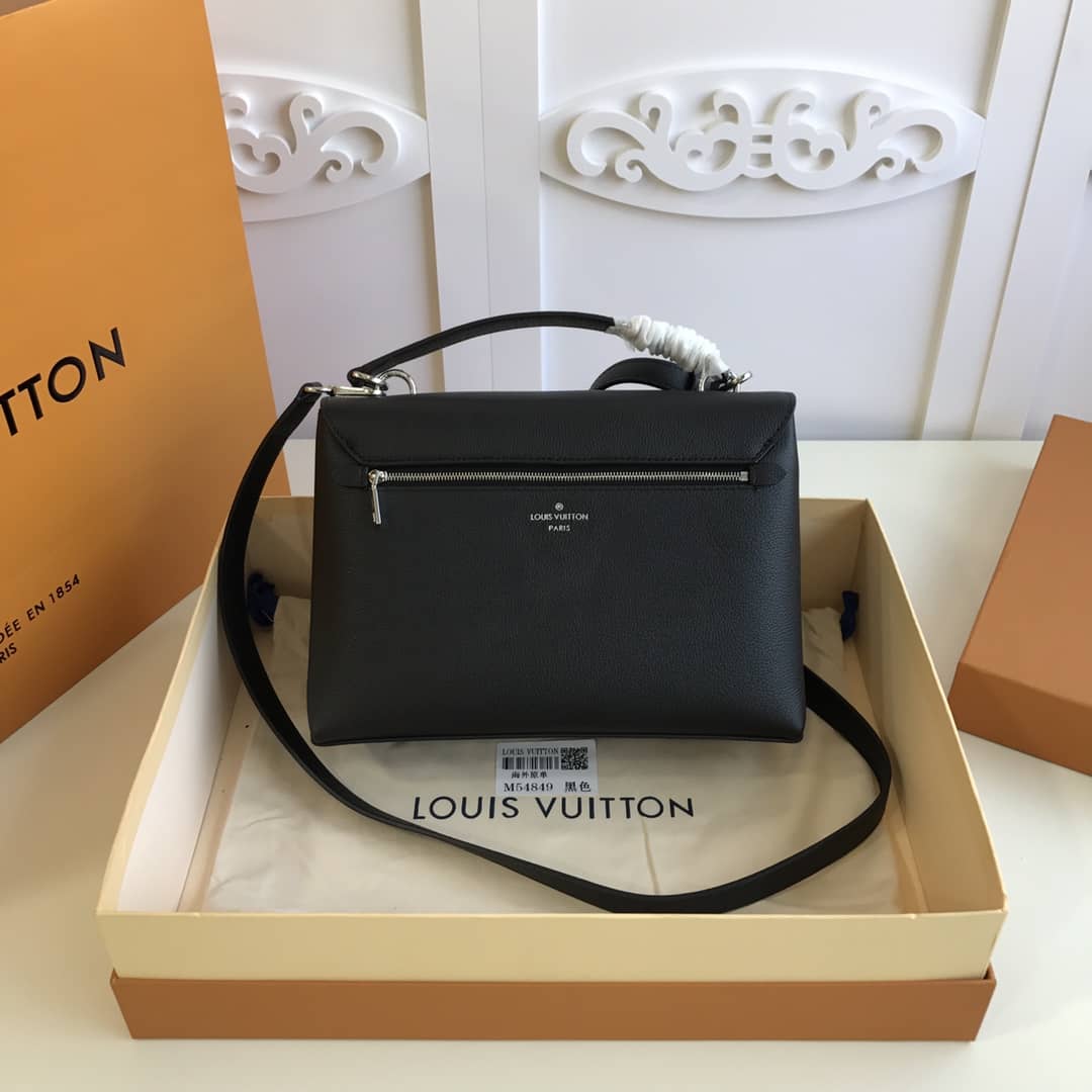 Louis Vuitton MyLockMe 2way Leather Grain Replica Satchel Black M54849 - DEEPREPS