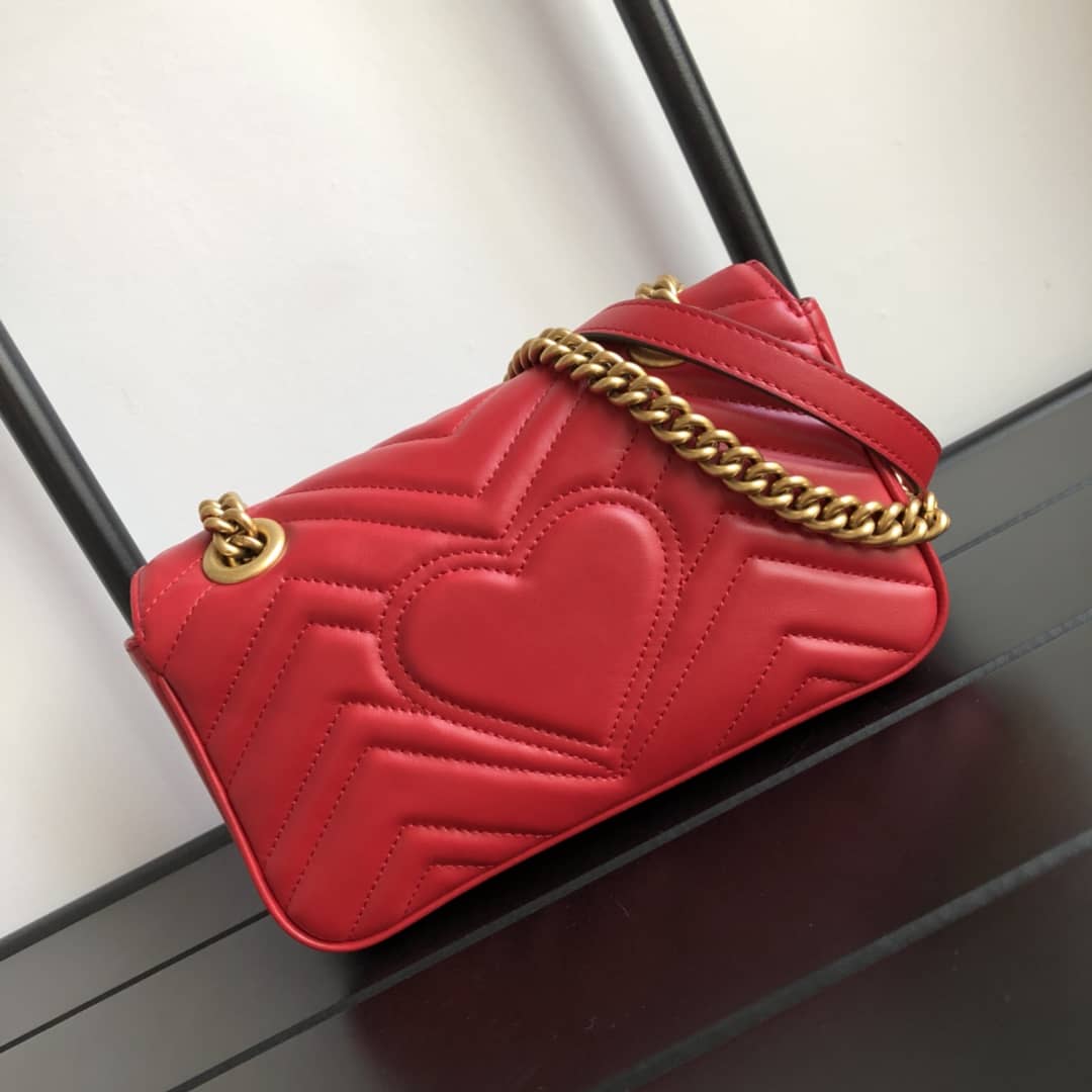 Gucci GG Marmont Mini Matelasse Shoulder Bag Replica Red 446744 - DEEPREPS