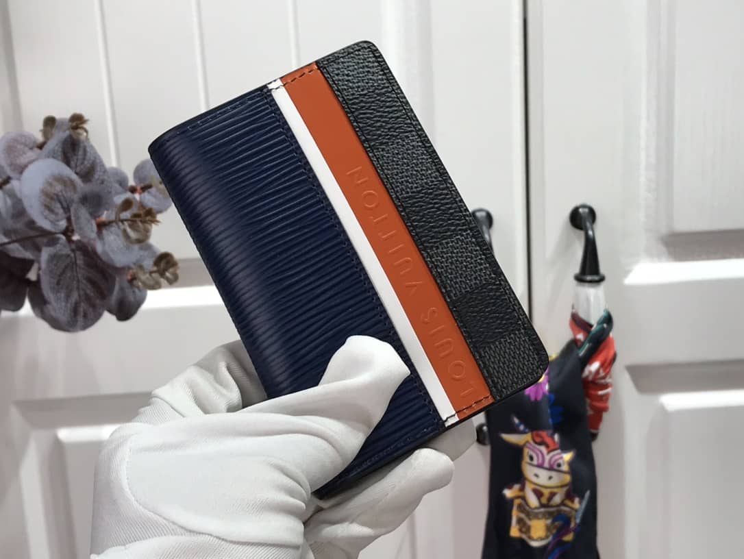 Louis Vuitton Pocket Organizer Damier Graphite Epi Leather Replica Blue M69536 - DEEPREPS