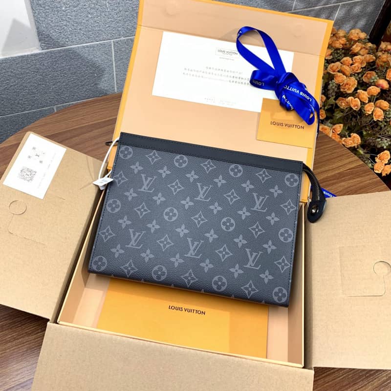 Louis Vuitton Monogram Eclipse Replica Pochette Voyage Black M61692 - DEEPREPS