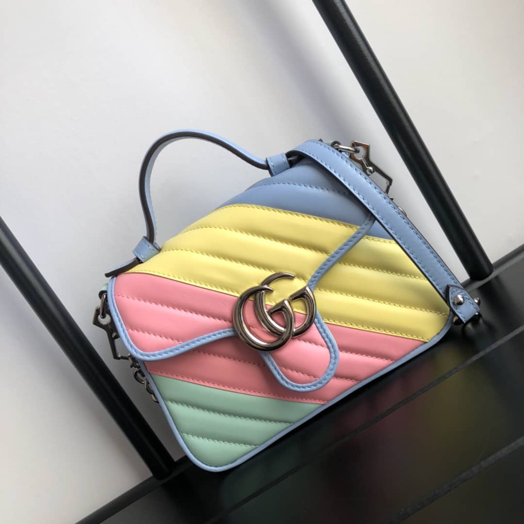 Gucci GG Marmont Mini Leather Top Handle Bag Replica Colorful 547260 - DEEPREPS