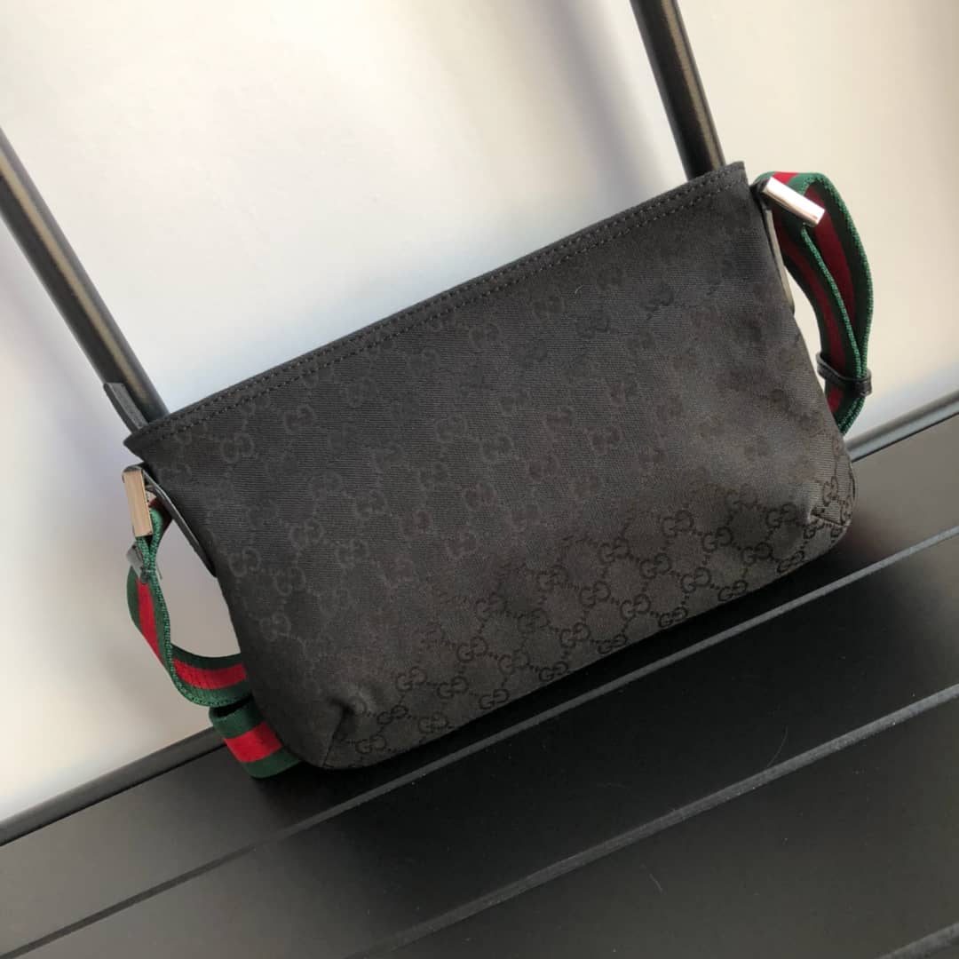 Gucci GG Canvas Shoulder Bag Replica Black 189749 - DEEPREPS