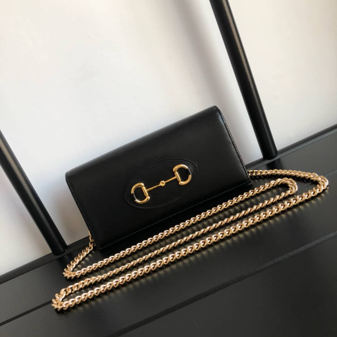 Gucci GG Supreme Horsebit 1955 Chain Wallet Replica Black 621892 - DEEPREPS