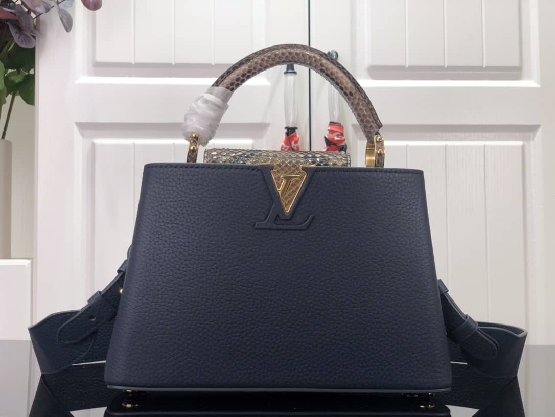 Louis Vuitton Capucines Embroidery Replica Bag Blue M48865 - DEEPREPS